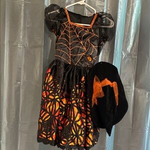 Cracker Barrel Spider Web Witch Costume - Black and Orange